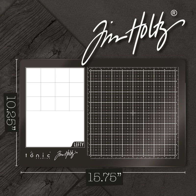 TONIC STUDIOS Tim Holtz Travel Glass Cutting Mat - Portable Work Surface with 8x8 Measuring Grid and Palette for Mixed Media - Art Supplies with Carry Case - Image 3